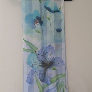 Floral Blue and Green Scarf